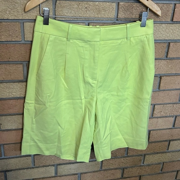 NWT J. Crew High-Rise Trouser Short Bright Green/Yellow Women’s Size 6 - Picture 1 of 5